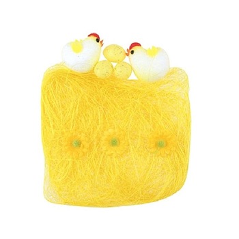 Decoratiune din sisal galben cu puisori, de Pasti - 13 x 12 cm Decoratiune din sisal galben cu puisori, de Pasti - 13 x 12 cm