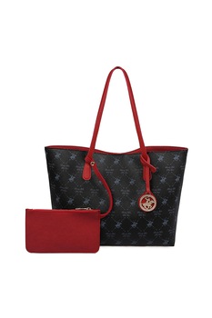 Beverly Hills Polo Club, Geanta shopper de piele ecologica cu etui detasabil, Rosu Beverly Hills Polo Club, Geanta shopper de piele ecologica cu etui detasabil, Rosu