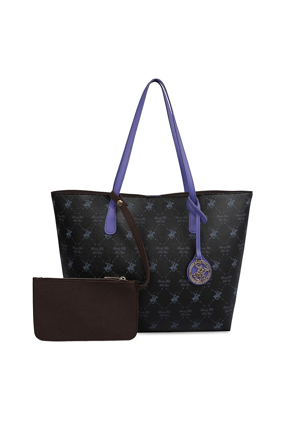 Beverly Hills Polo Club, Geanta shopper cu model logo, Bleumarin