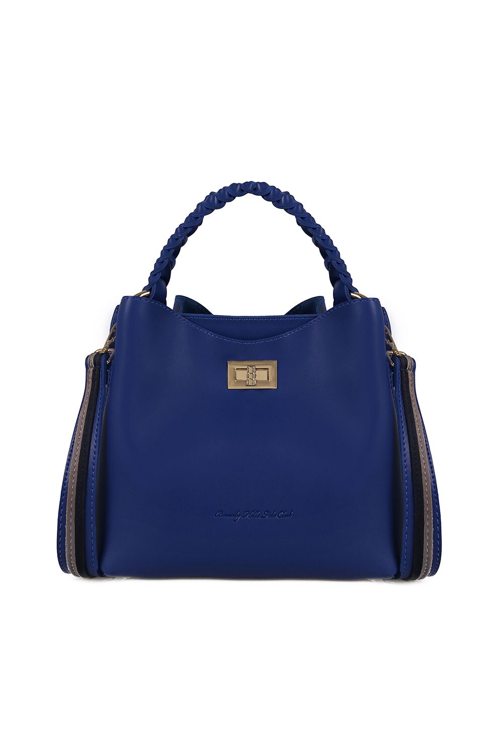 Beverly Hills Polo Club, Geanta de piele Saffiano sintetica cu bareta pentru umar, Bleumarin