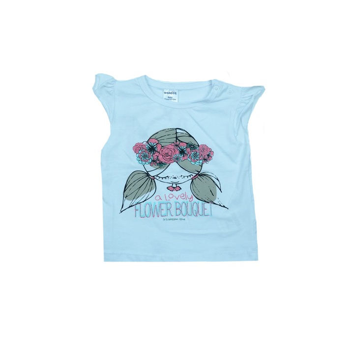 Tricou cu maneca scurta pentru fete Wendee OZ102405-0, Multicolor 80 CM