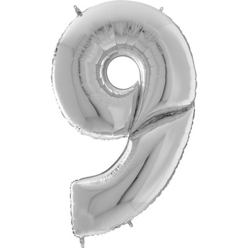 Balon Folie Mare Cifra 9 Argintiu - 64 Balon Folie Mare Cifra 9 Argintiu - 64