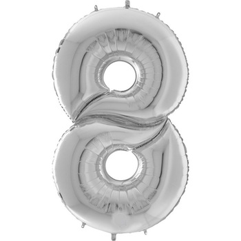 Balon Folie Mare Cifra 8 Argintiu - 64 Balon Folie Mare Cifra 8 Argintiu - 64