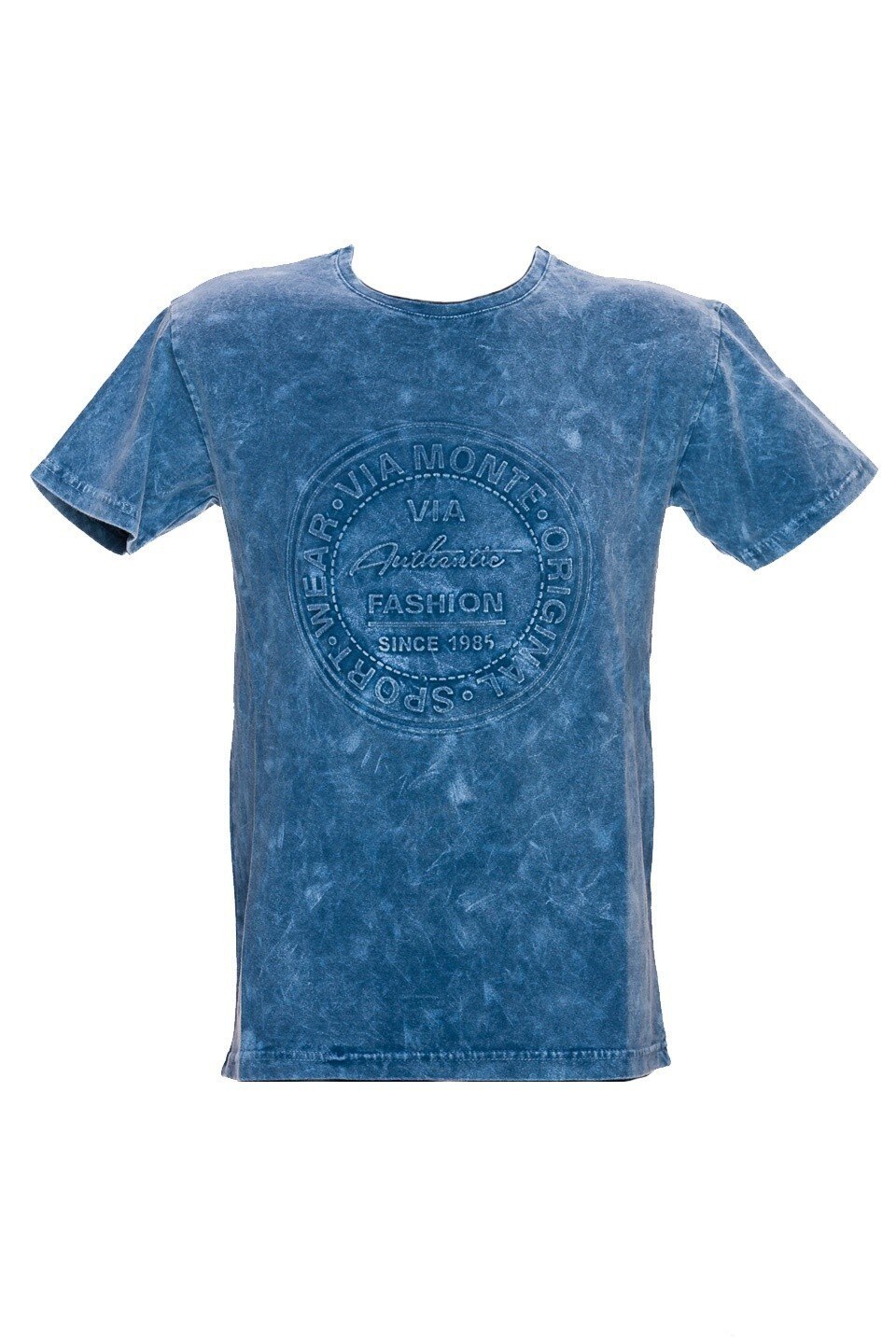 Tricou cu inscriptii evidentiate, Bleu, M