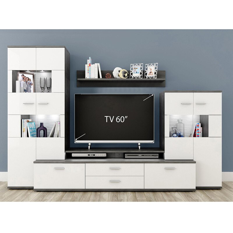 Living Genarom Esprit II A9ESJ0VA02 Alb Lucios/Sosna Norweska, 300 x 191,5 x 46,5 cm