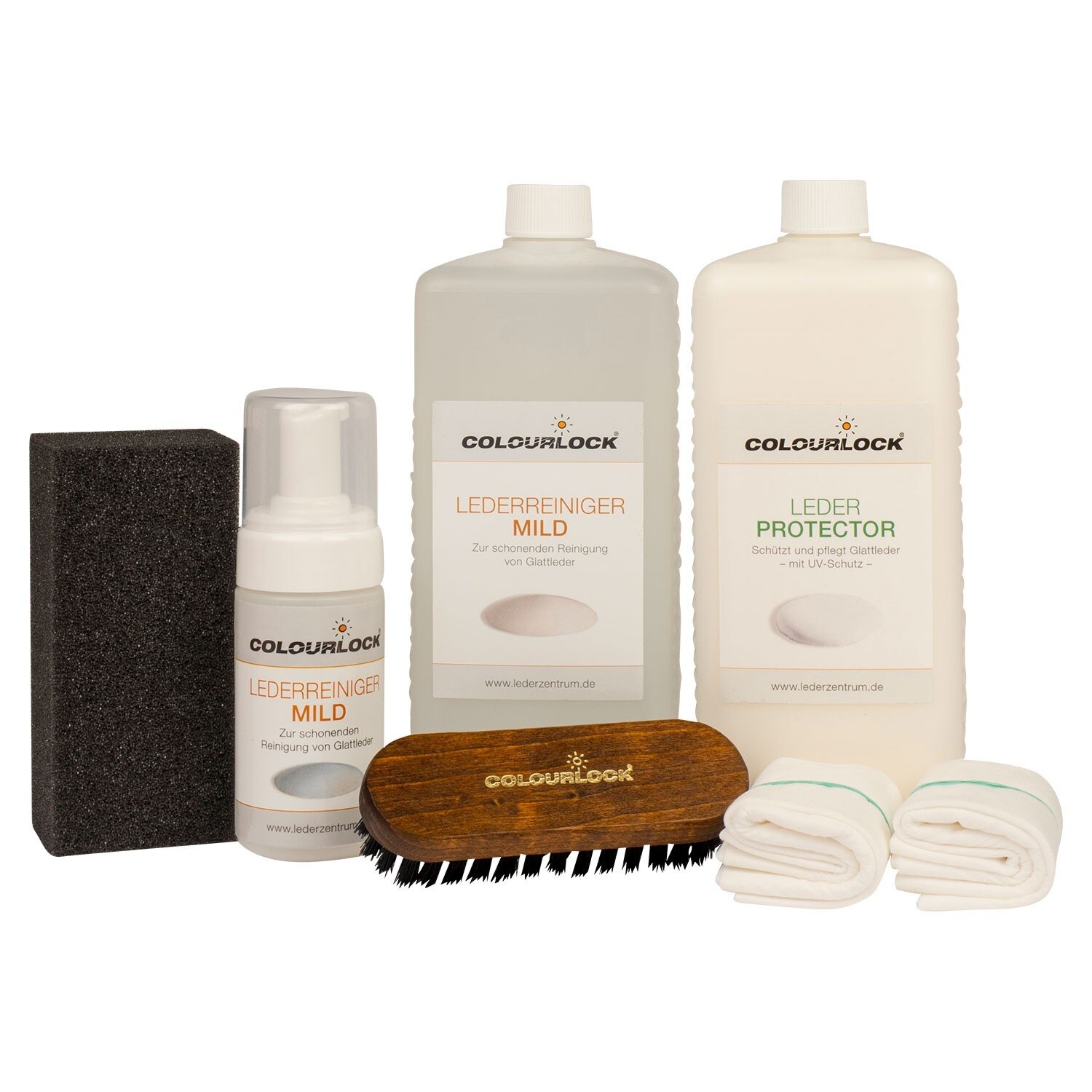 Set pentru intretinere piele, COLOURLOCK Smooth Leather Care Kit cu Leather Cleaner si Leather Protector 1 L