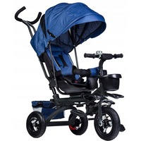 tricicleta idl blue rider pentru copii cu scaun fix comfortabil copertina detasabila cosulete pentru jucarii design modern materiale superioare si rezistente roti de cauciuc huse moi si comfortabile culoare albastra imagen 40_0_
0