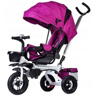 tricicleta idl pink rider pentru copii cu scaun fix comfortabil copertina detasabila cosulete pentru jucarii design modern materiale superioare si rezistente roti de cauciuc huse moi si comfortabile culoare roz imagen 41_0_
0