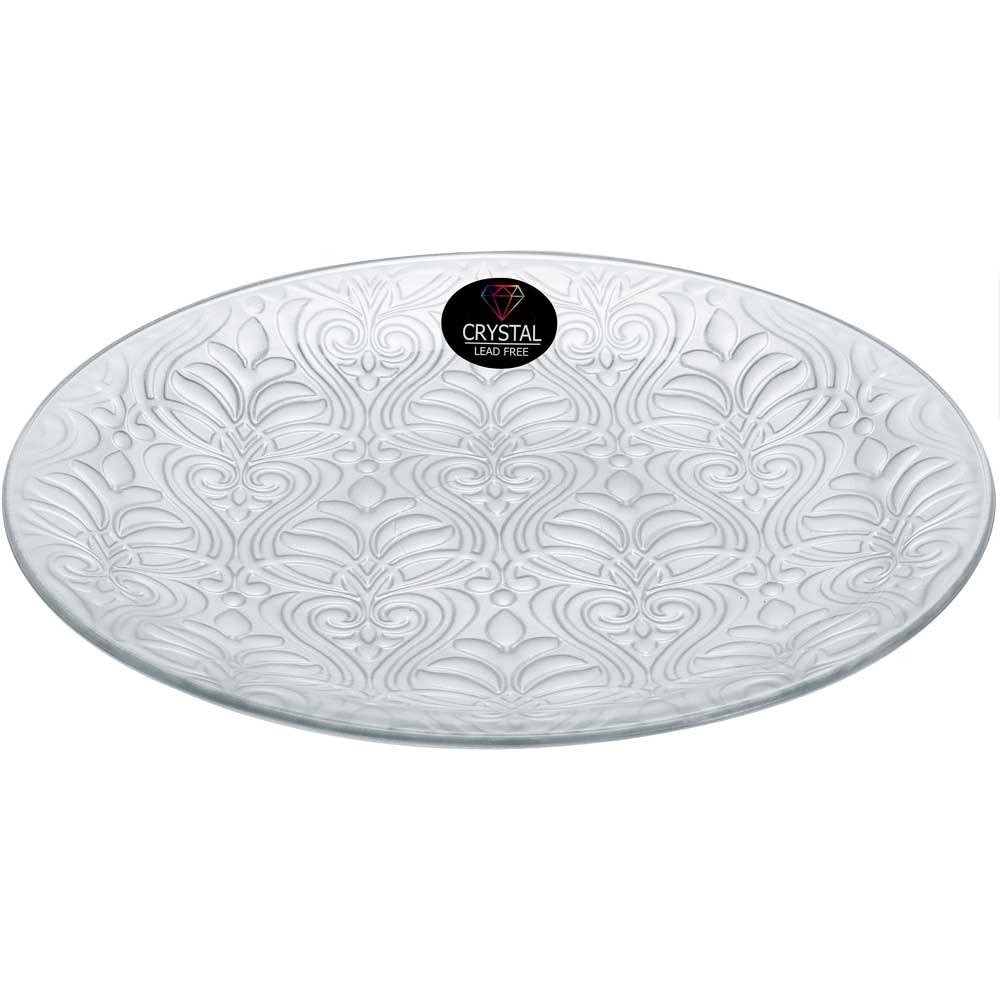 Platou gravat din sticla Emako, Diametru 35 cm, Transparent