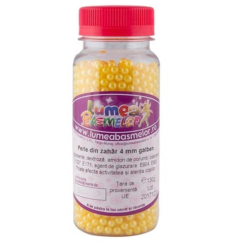 Perle din zahar galben, 4 mm, 130g - Lumea Basmelor Perle din zahar galben, 4 mm, 130g - Lumea Basmelor