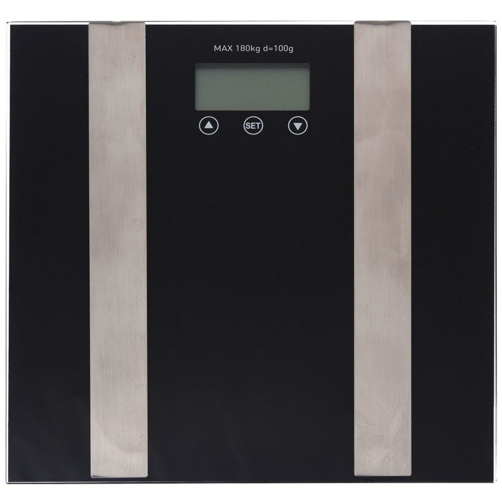 Cantar corporal electronic Emako, Metal/Sticla, 180 kg, Negru