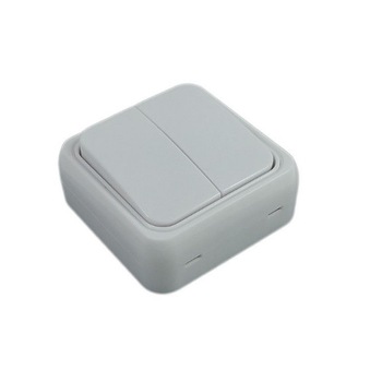 Intrerupator mini,Raulconstruct, IP44 PT, alb, aplicat,dublu Intrerupator mini,Raulconstruct, IP44 PT, alb, aplicat,dublu