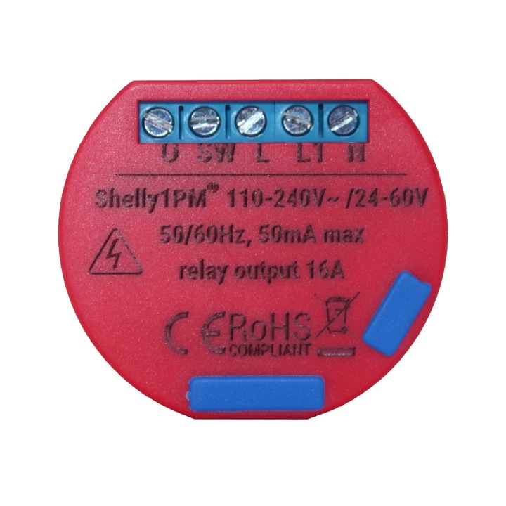 Shelly Fogyasztásfigyelő Wi-Fi, Vezeték nélküli, 2,4 GHz b / g / n, Piros