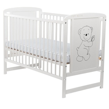 Patut din lemn BabyNeeds - Timmi 120x60 cm, Alb + Saltea 12 cm Patut din lemn BabyNeeds - Timmi 120x60 cm, Alb + Saltea 12 cm