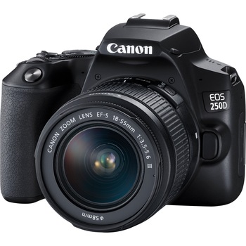 Aparat foto DSLR Canon EOS 250D, 24.1 MP, Wi-Fi, 4K, Negru + Obiectiv EF-S 18-55mm, f/3.5-5.6 III Aparat foto DSLR Canon EOS 250D, 24.1 MP, Wi-Fi, 4K, Negru + Obiectiv EF-S 18-55mm, f/3.5-5.6 III