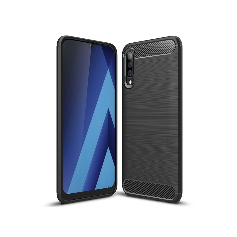 Husa din silicon Carbon Litchi, Pentru Samsung Galaxy A50, Negru