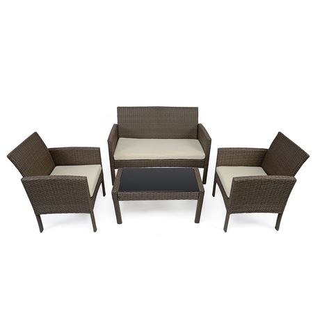 Set mobilier gradina/terasa Kring Bahamas, masa, canapea, 2 fotolii, bej