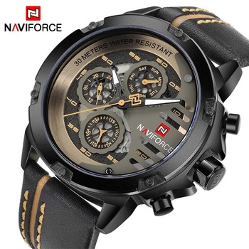 Naviforce Watch - Мъжки часовник Army, Черен/Златен