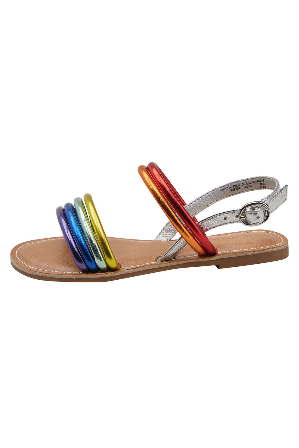 NEXT, Sandale de piele ecologica, cu aspect metalizat, Multicolor, 30.5 EU