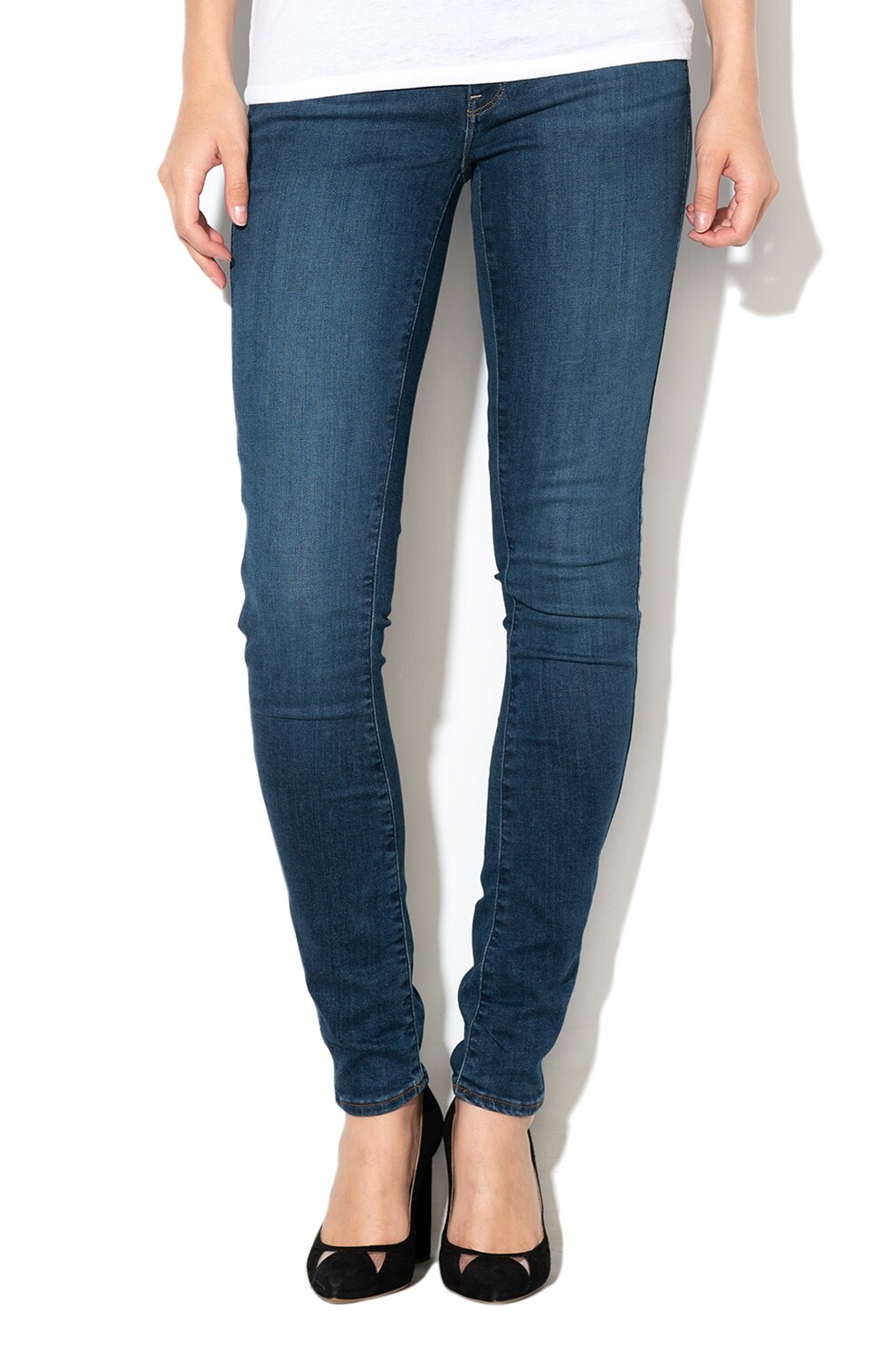 G-Star RAW, Blugi skinny cu talie inalta, Albastru inchis