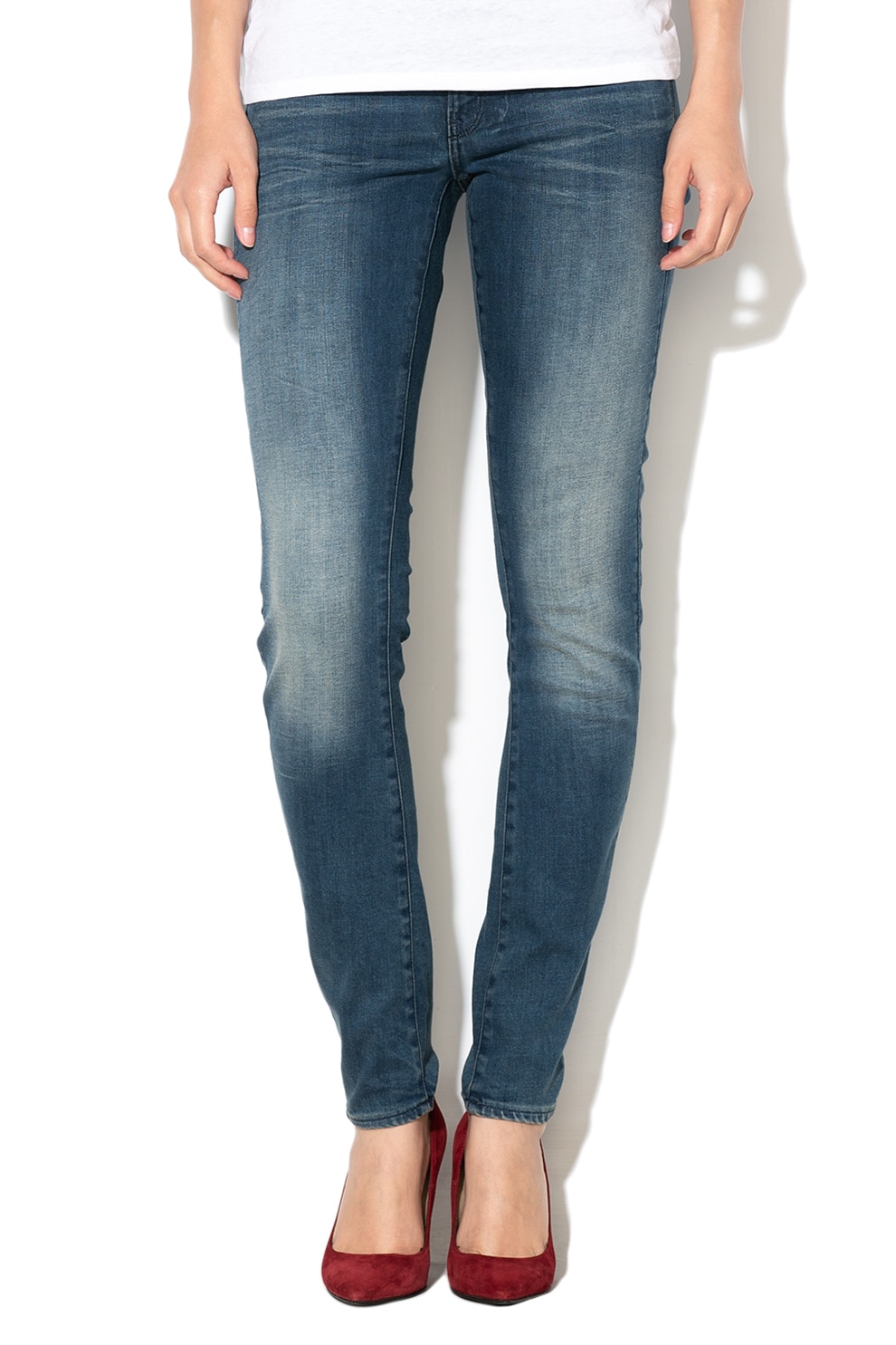 G-Star RAW, Blugi skinny cu aspect decolorat LYNN, Albastru