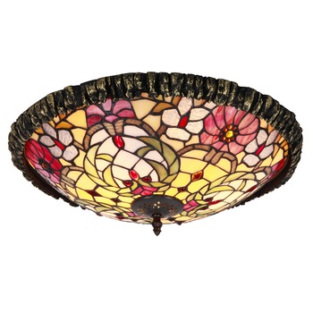 Plafoniera Mirella, 2 x E27, bronz, abajur multicolor, RB8087 Plafoniera Mirella, 2 x E27, bronz, abajur multicolor, RB8087