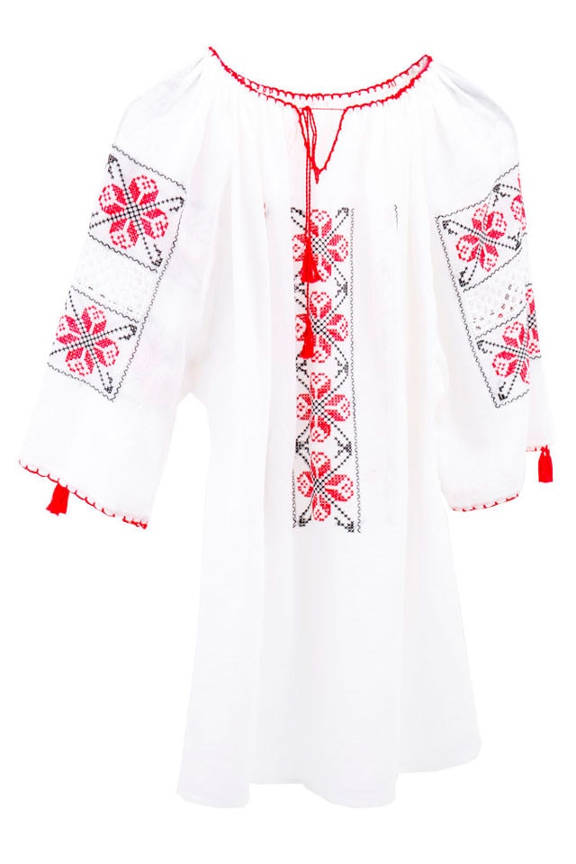 Ie traditionala PNI 3, lucrata manual, S-M, alba, Alb, S-M