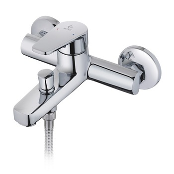 Baterie cada Mofem, monocomanda, comutator automat de dus, cartus ceramic, aerator, suport de dus pe perete, Argintiu