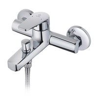 Baterie cada Mofem, monocomanda, comutator automat de dus, cartus ceramic, aerator, suport de dus pe perete, Argintiu