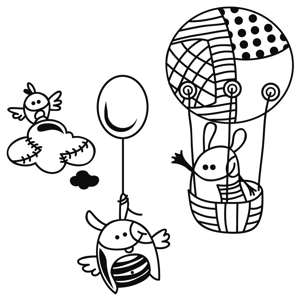 Sticker decorativ StickerStore Monstruleti zburatori, 48x48 cm, Negru