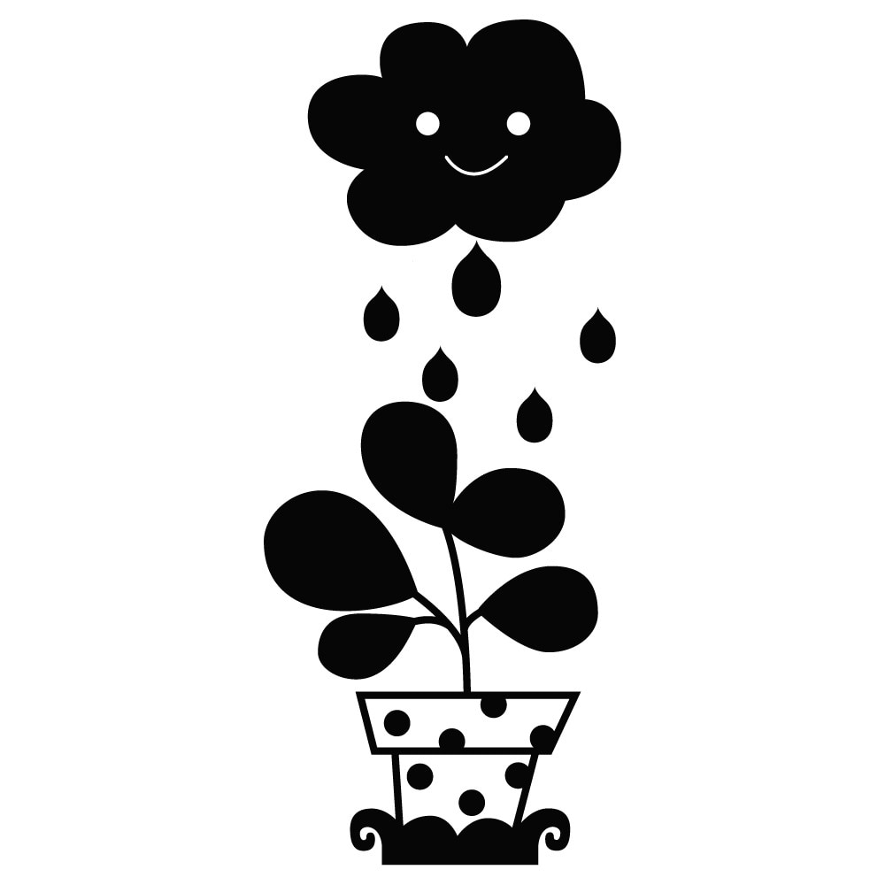 Sticker decorativ StickerStore Floare udata, 60x26 cm, Negru