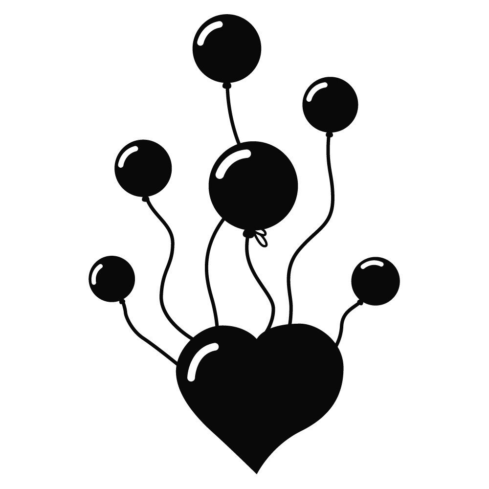 Sticker decorativ StickerStore Inima dusa de baloane, 60x42 cm, Negru