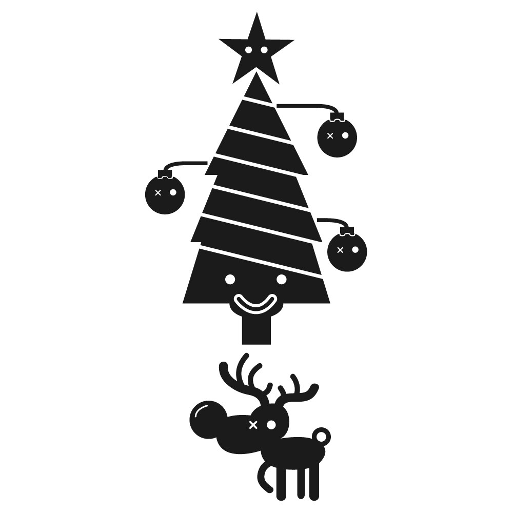Sticker decorativ StickerStore Craciun set 1, 71x35 cm, Negru
