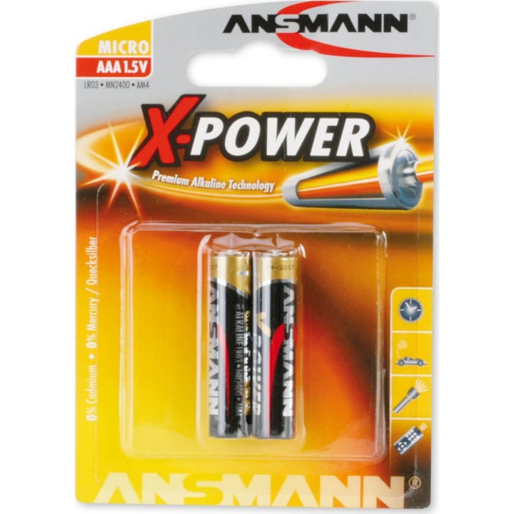Baterii alcaline Ansmann Xpower AAA, R3, blister 2 bucati