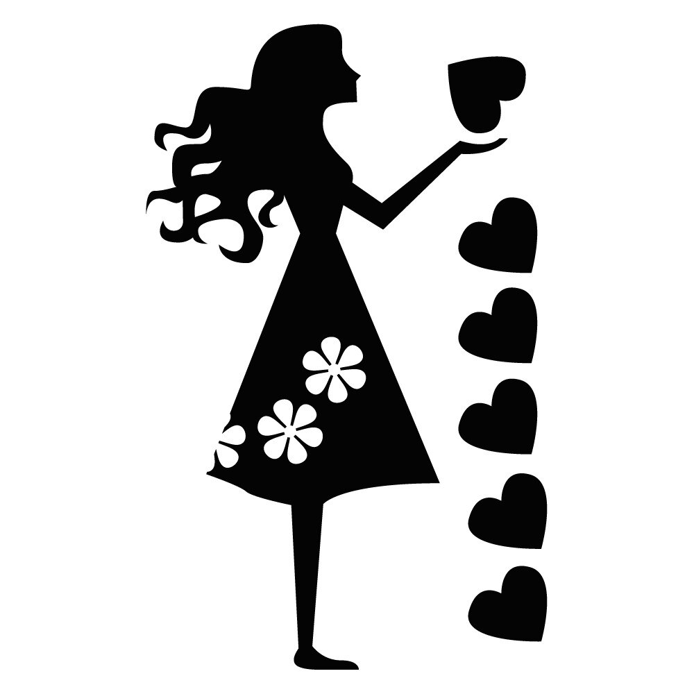 Sticker decorativ StickerStore Zana cu inimi, 40x25 cm, Negru