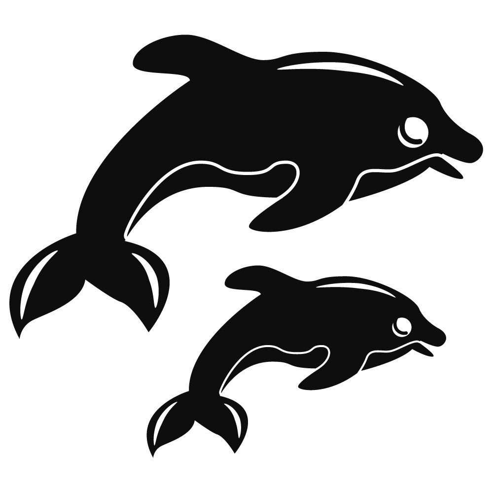 Sticker decorativ StickerStore 2 Delfini, 40x36 cm, Negru