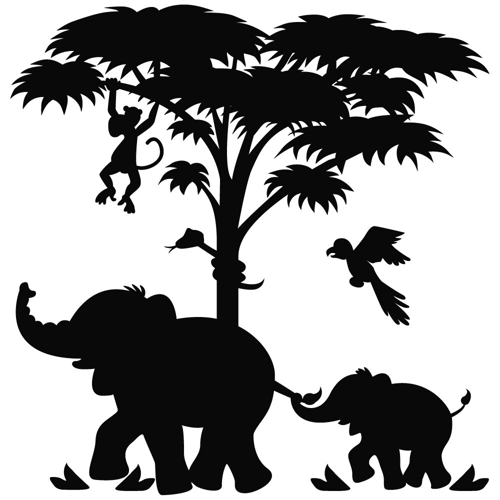 Sticker decorativ StickerStore Jungla set 1, 98x100 cm, Negru