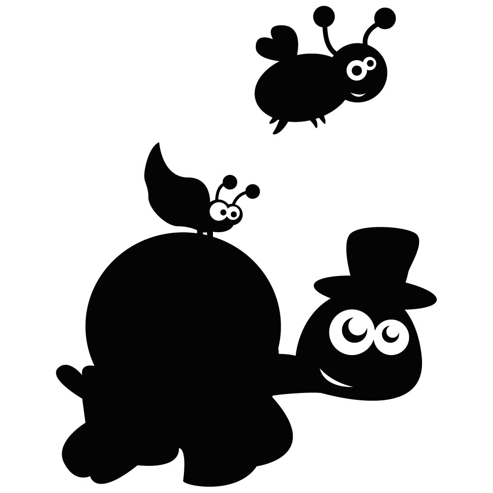 Sticker decorativ StickerStore Broasca testoasa si albina, 38x48 cm, Negru