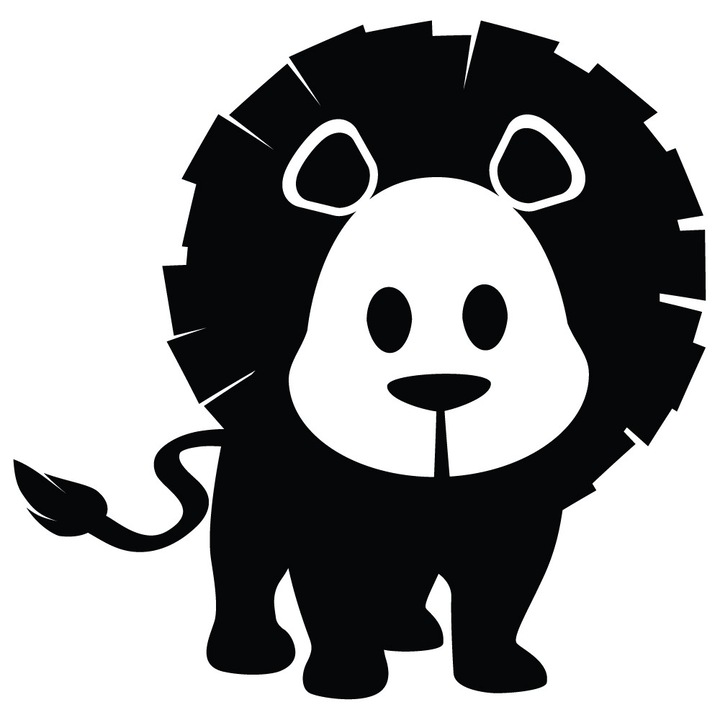 Sticker decorativ StickerStore Leu 2, 40x40 cm, Negru