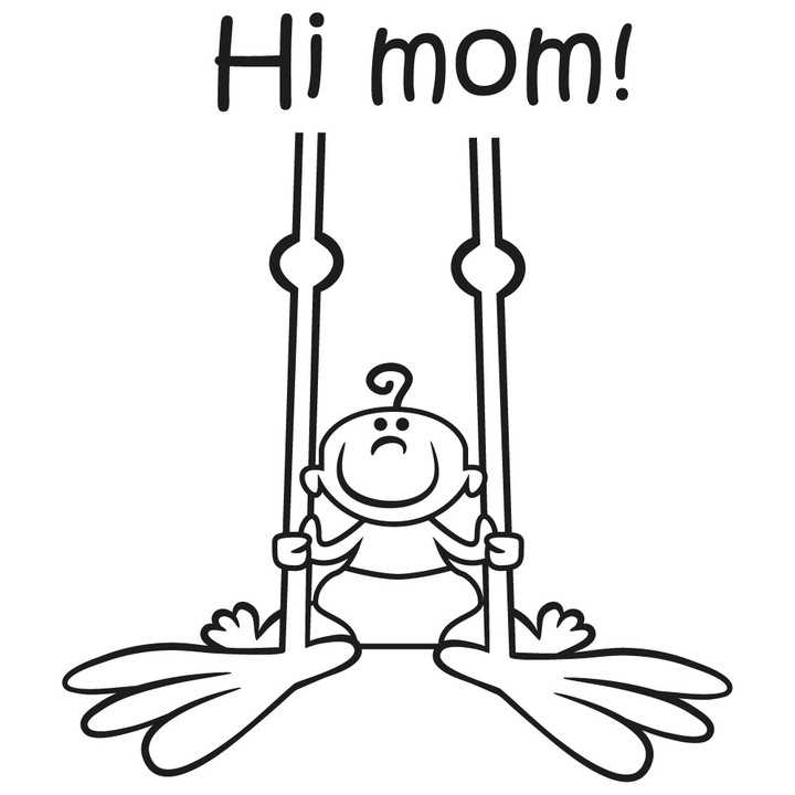 Sticker decorativ StickerStore Hi mom!, 60x69 cm, Negru