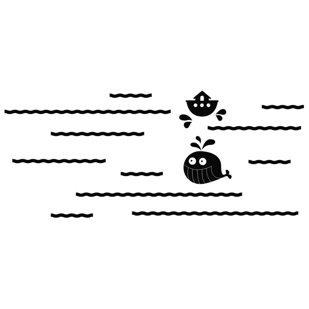 Sticker decorativ StickerStore Vapor si balena, 92x40 cm, Negru