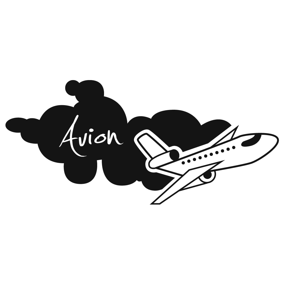 Sticker decorativ StickerStore Avion, 46x22 cm, Negru