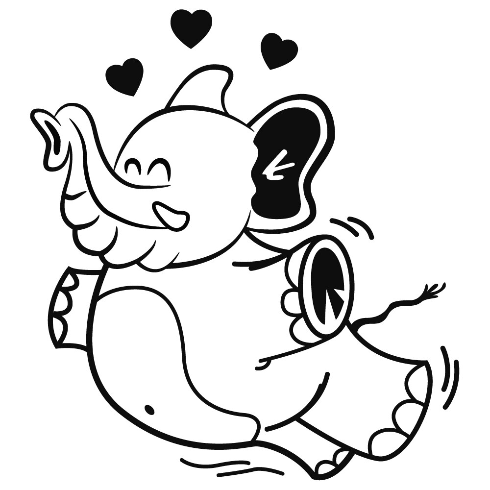Sticker decorativ StickerStore Elefant indragostit, 46x50 cm, Negru