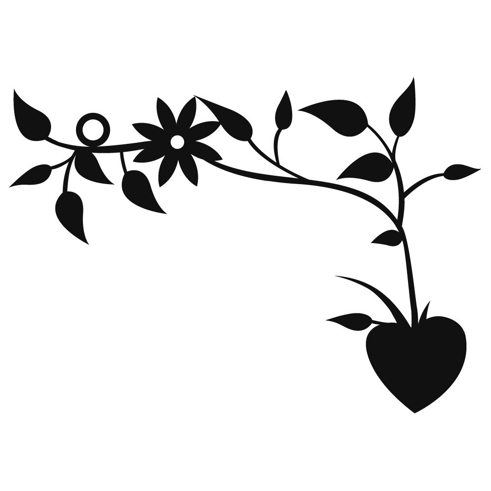 Sticker decorativ StickerStore Aranjament floral cu inima, 28x20 cm, Negru