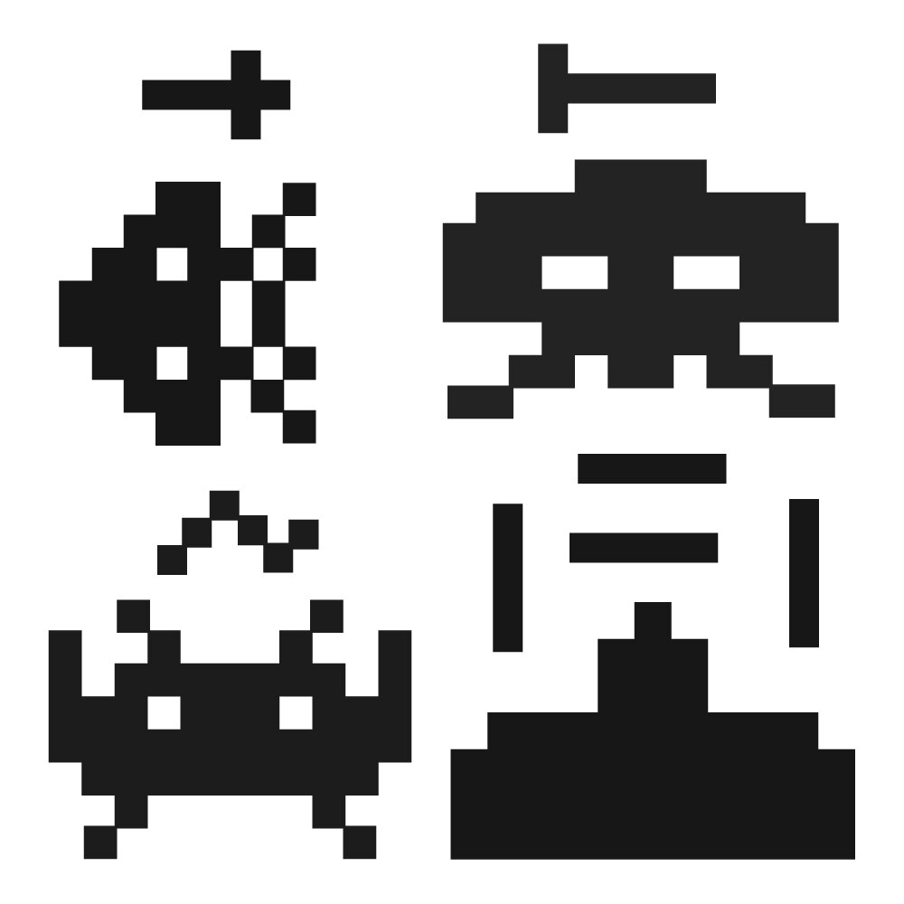 Sticker decorativ StickerStore Space invaders, 20x20 cm, Negru