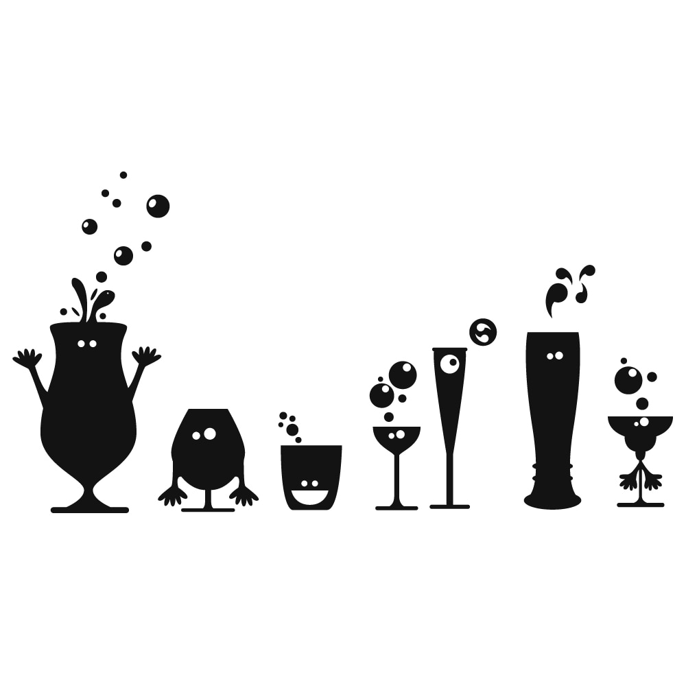 Sticker decorativ StickerStore Familia de sticla, 95x54 cm, Negru