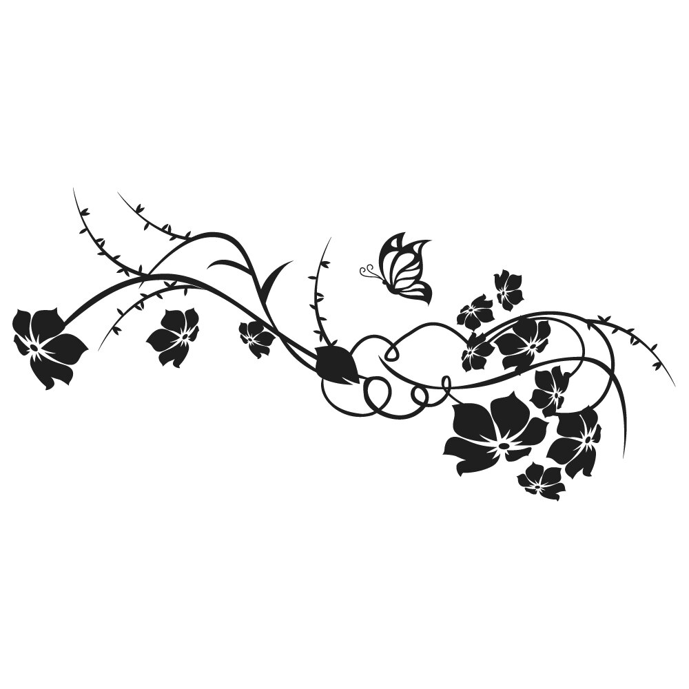 Sticker decorativ StickerStore Abstract flori spini, 100x52 cm, Negru