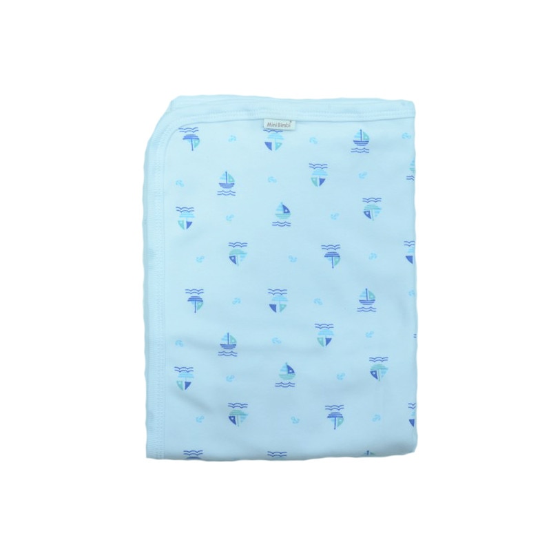 Paturica bumbac 78 x 78 cm pentru bebelusi Mini Bimbi PLDMB5, Alb