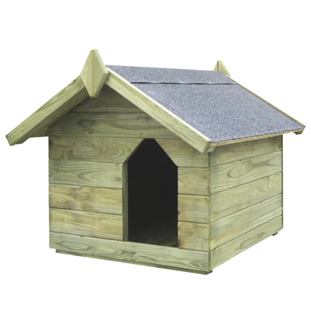 Cusca de caine, acoperis detasabil, vidaXL, Lemn pin tratat, 75 x 78 x 65 cm, Verde