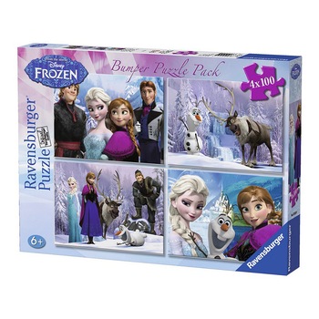 Set 4 Puzzle-uri Ravensburger Disney Frozen, 100 piese Set 4 Puzzle-uri Ravensburger Disney Frozen, 100 piese
